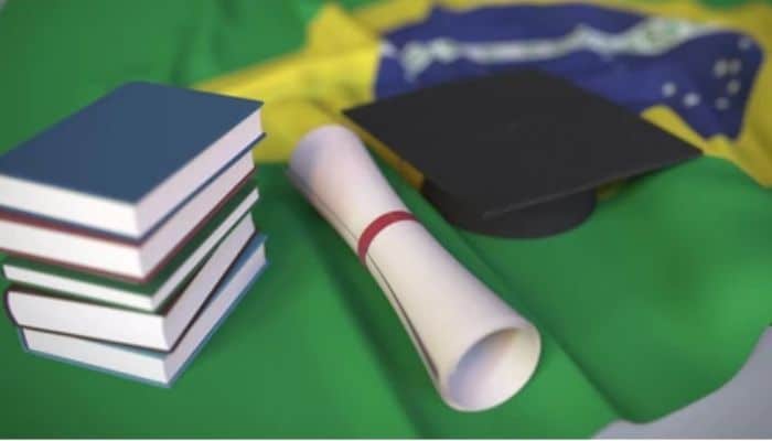 Brazil flag with books