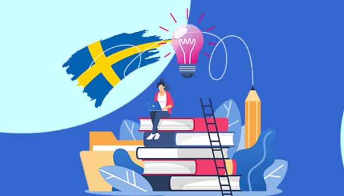 Sweden flag with books