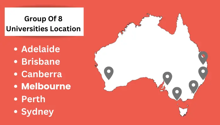 locations of group of eight universities in australia